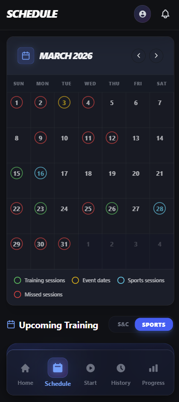 BeastPro Training Schedule & Calendar Interface